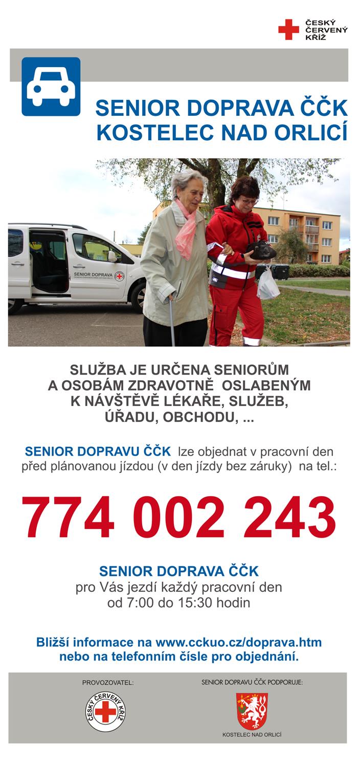 informační leták, Senior taxi v Kostelci nad Orlicí