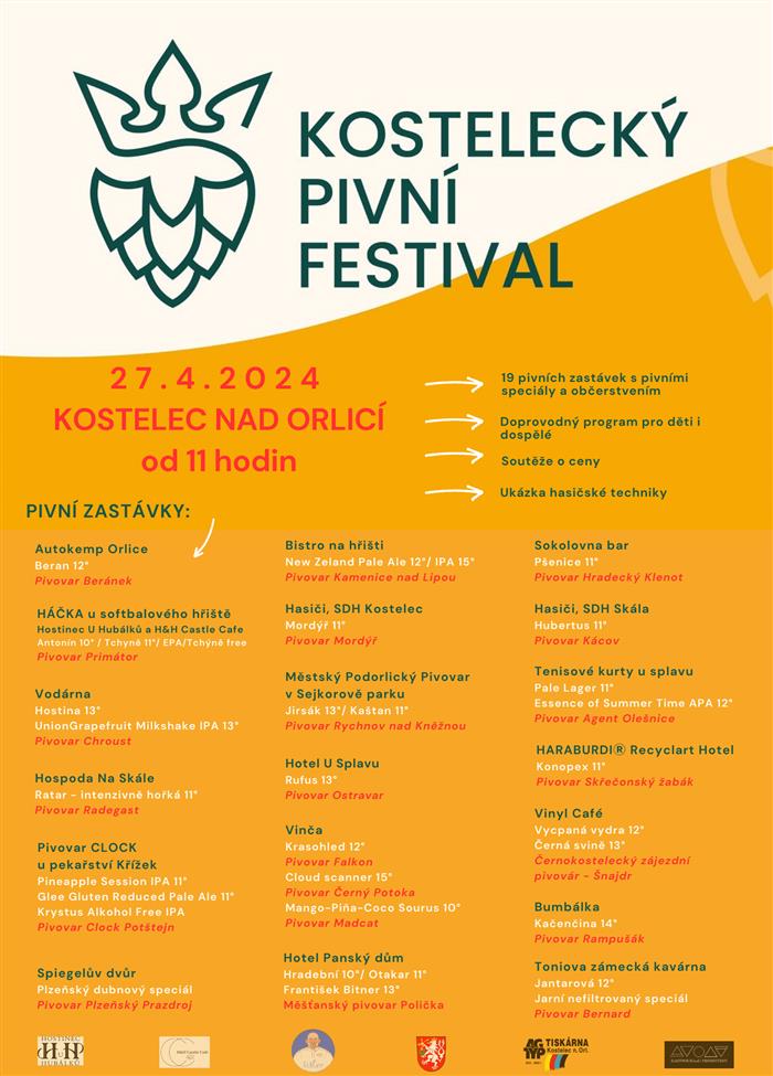 plakát, Kostelecký pivní festival 27.04.2023 od 11:00 hodin