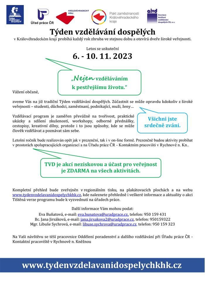 Týden vzdělávání dospělých 2023 v Královéhradeckém kraji