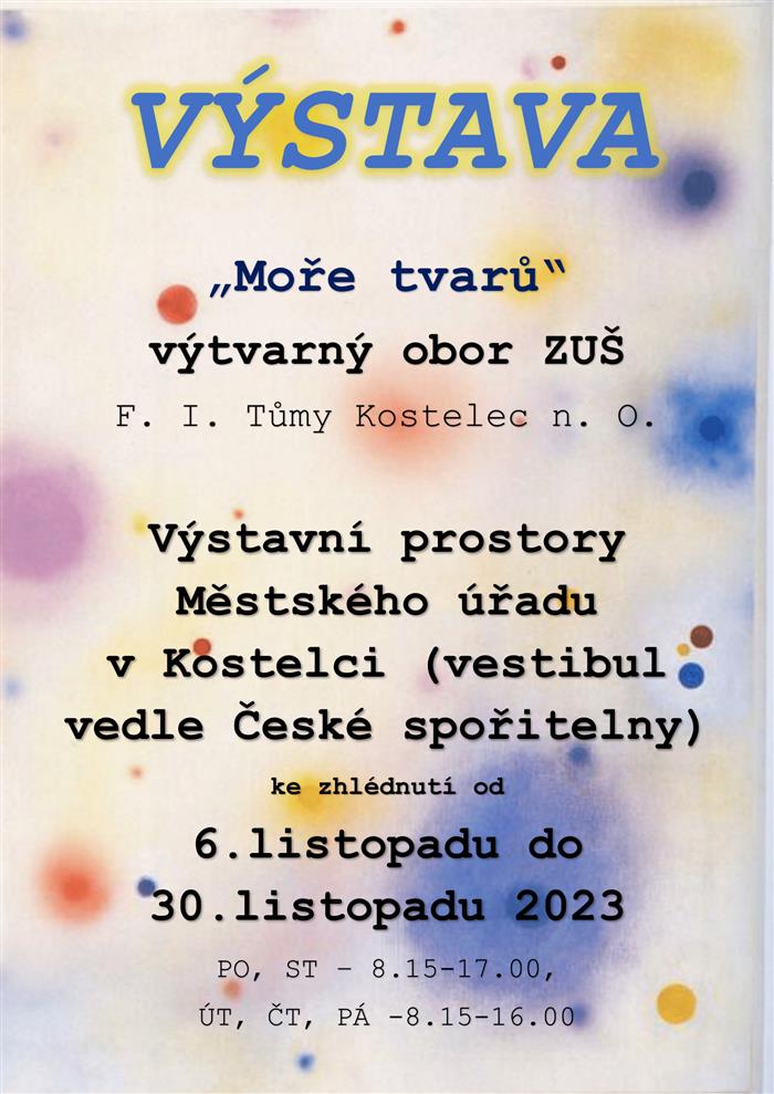 pozvánka, výstava ZUŠ Kostelec nad Orlicí