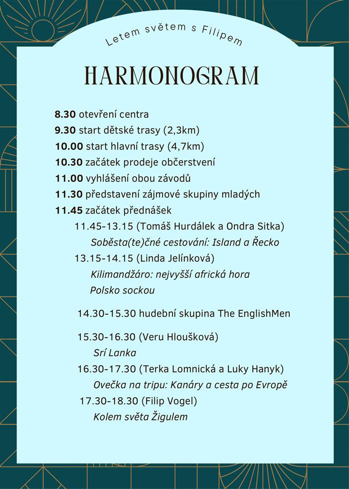 pozvánka, harmonogram