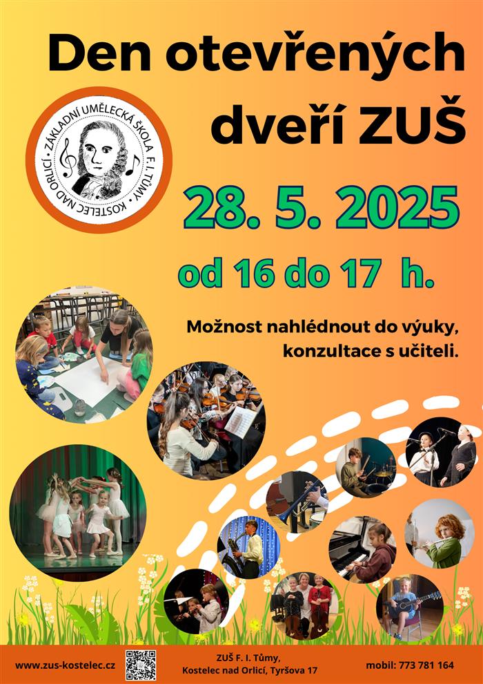 grafická upoutávka, Den otevřených dvěří ZUŠ, 28.05.2025