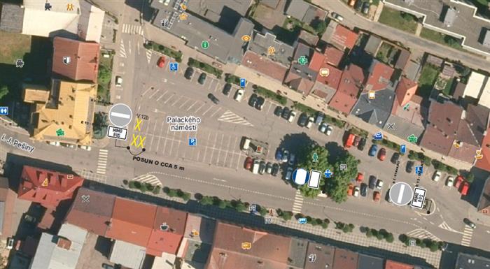 situační mapka, dopravní omezení