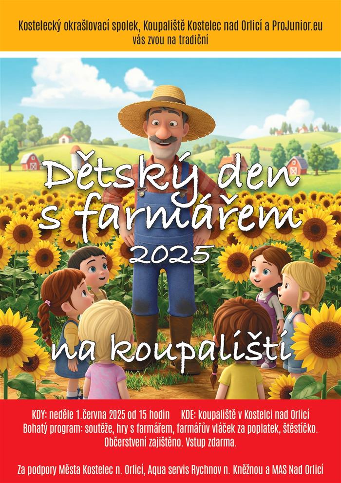 Grafická upoutávka na dětský den s farmářem 2025