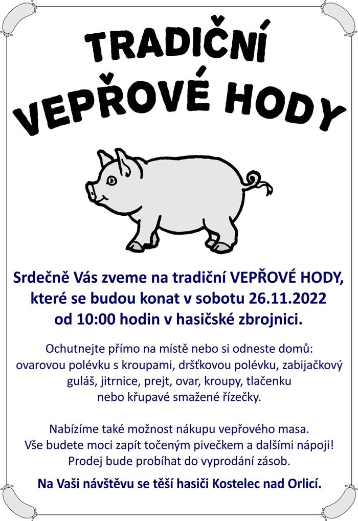 Vepřové hody 26.11. od 10:00 v hasičské zbrojnici