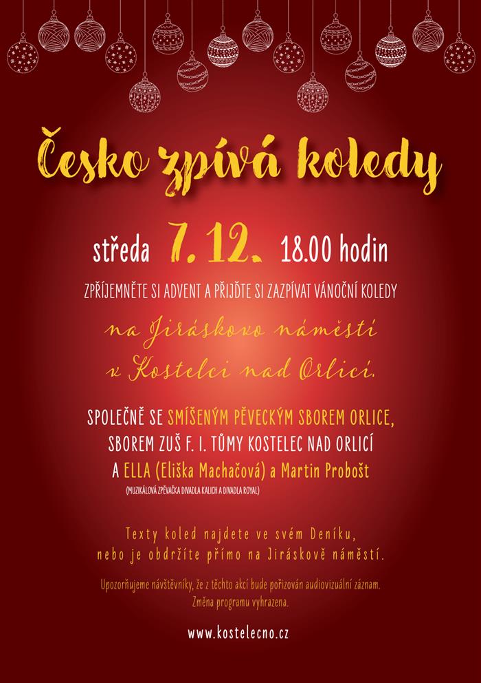 Česko zpívá koledy 7.12.2022 od 18:00 hodin