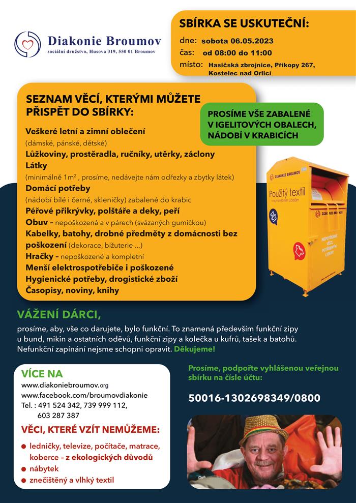 Sbírka šatstva 6. května 2023