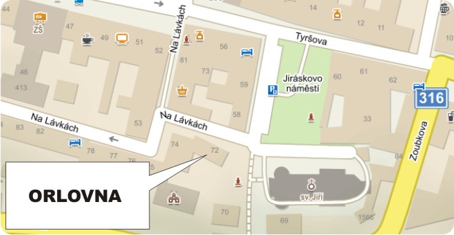 Orlovna - orientační mapka
