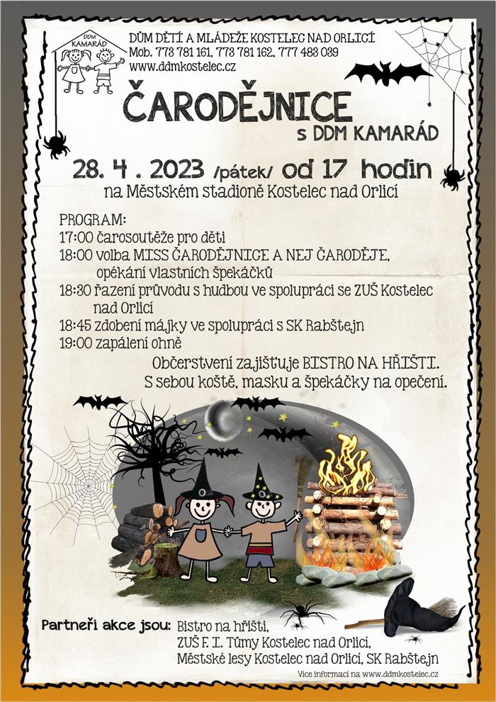 Pozvánka na čarodějnice s DDM, 28.04. od 17:00 hodin