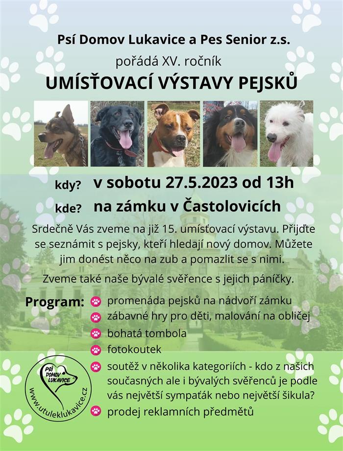 Umísťovací výstava pejsků 27.05.2023 od 13:00 hodin, plakát