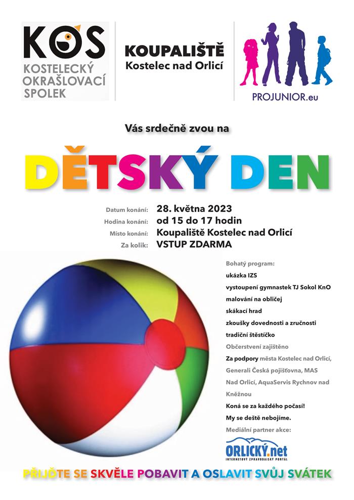 pozvánka na Dětský den 28. května 2023 od 15:00 hodin