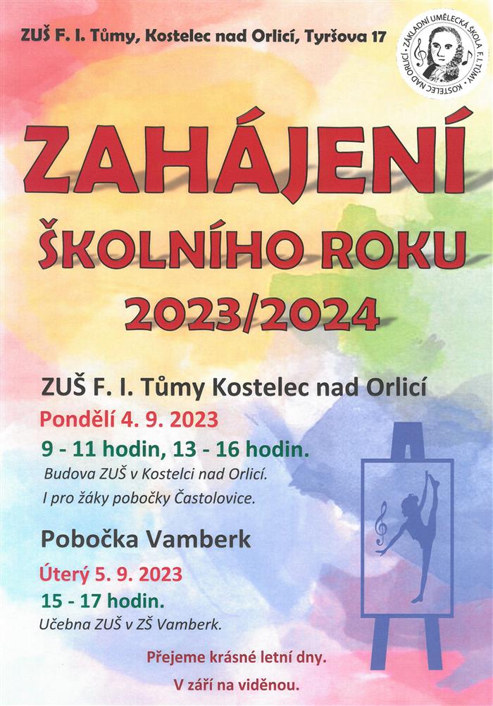 INFORMACE PRO RODIČE K ZAHÁJENÍ ŠKOLNÍHO ROKU V ZUŠ