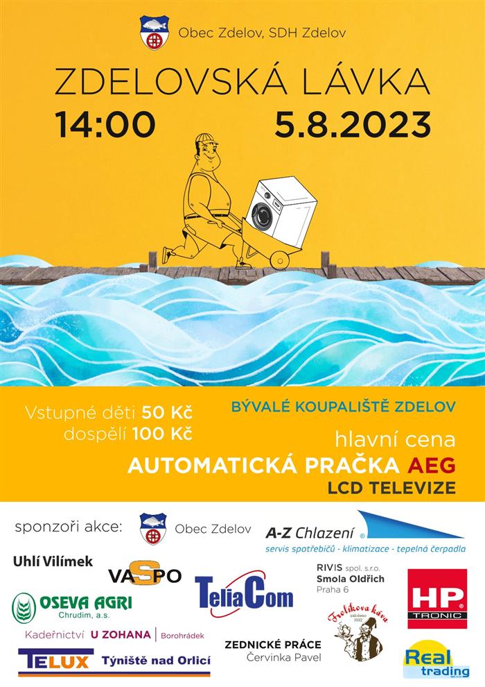 pozvánka, Zdelovská lávka se uskuteční 5.8. od 14ti hodin v areálu bývalého koupaliště ve Zdelově