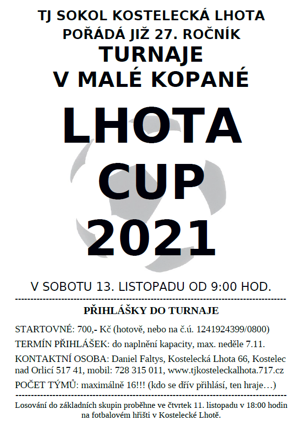 grafický plakát - LHOTA CUP 2021