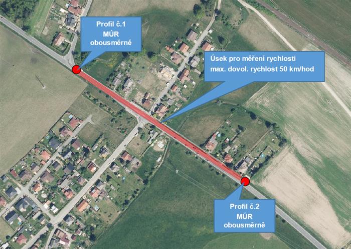 Měření úsekové rychlosti v obci Lípa nad Orlicí