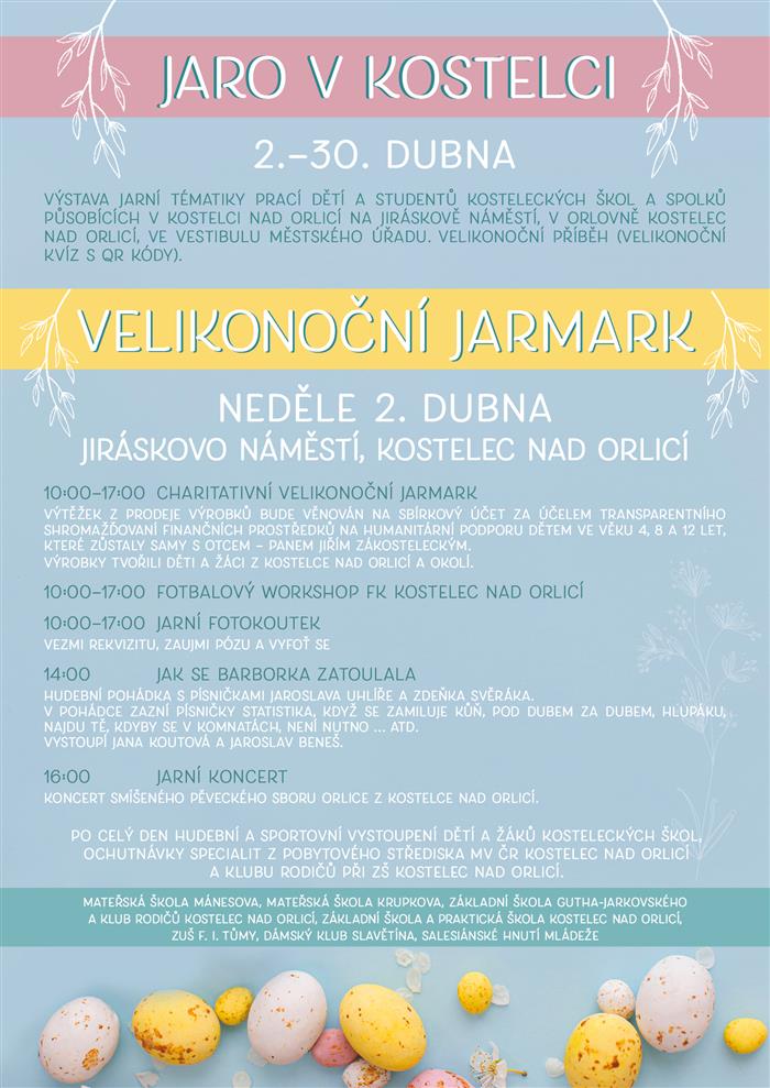 Velikonoční jarmark a bohatý kulturní program v Kostelci nad Orlicí 2. dubna 2023