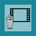 grafická ikona, film, popcorn